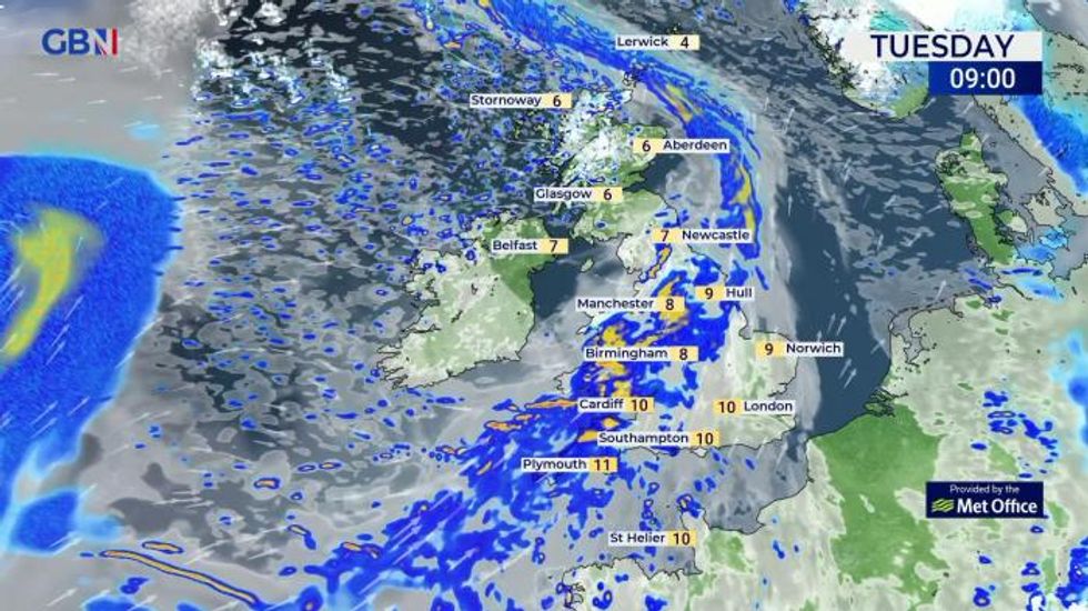 UK weather: Bands of rain moving east, becoming increasingly windy during Wednesday