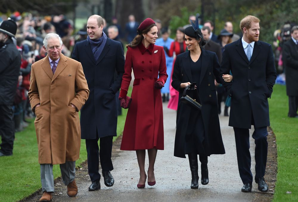 2018 photo of then-Prince Charles, Prince William, Princess Kate, Meghan Markle and Prince Harry