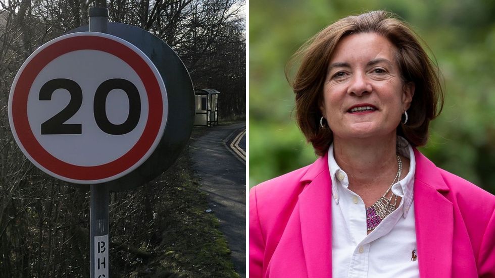 20mph zone sign and Eluned Morgan in pictures