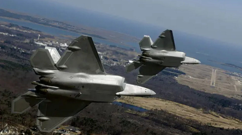 94th Fighter Squadron F-22As approaching Langley Air Force Base