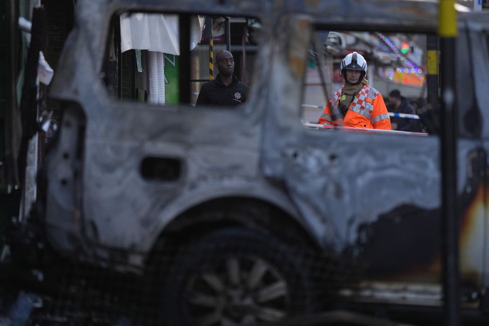 A burnt out car