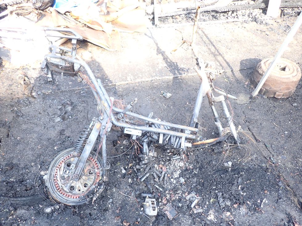 A burnt out electric bike