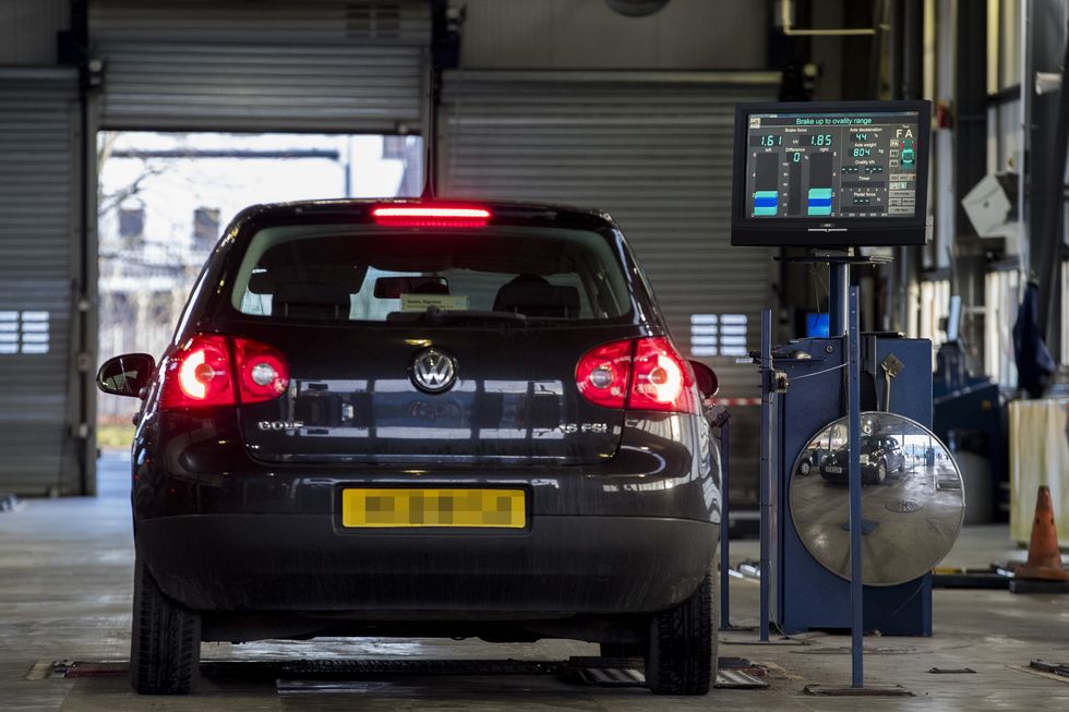 A car undergoing an MOT test