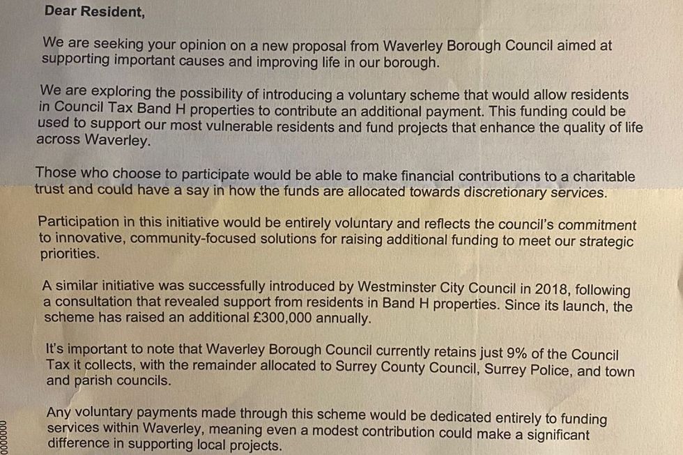 A copy of the letter sent to Waverley residents