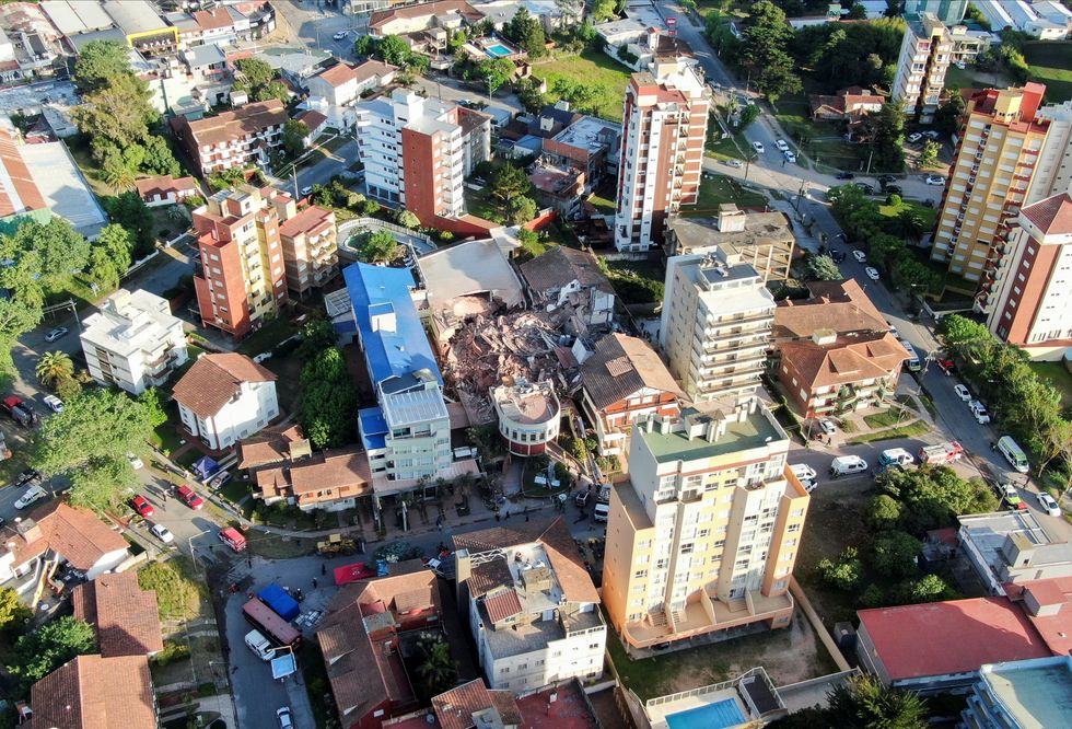 A drone view shows the remains of the hotel Dubrovnik,u200b