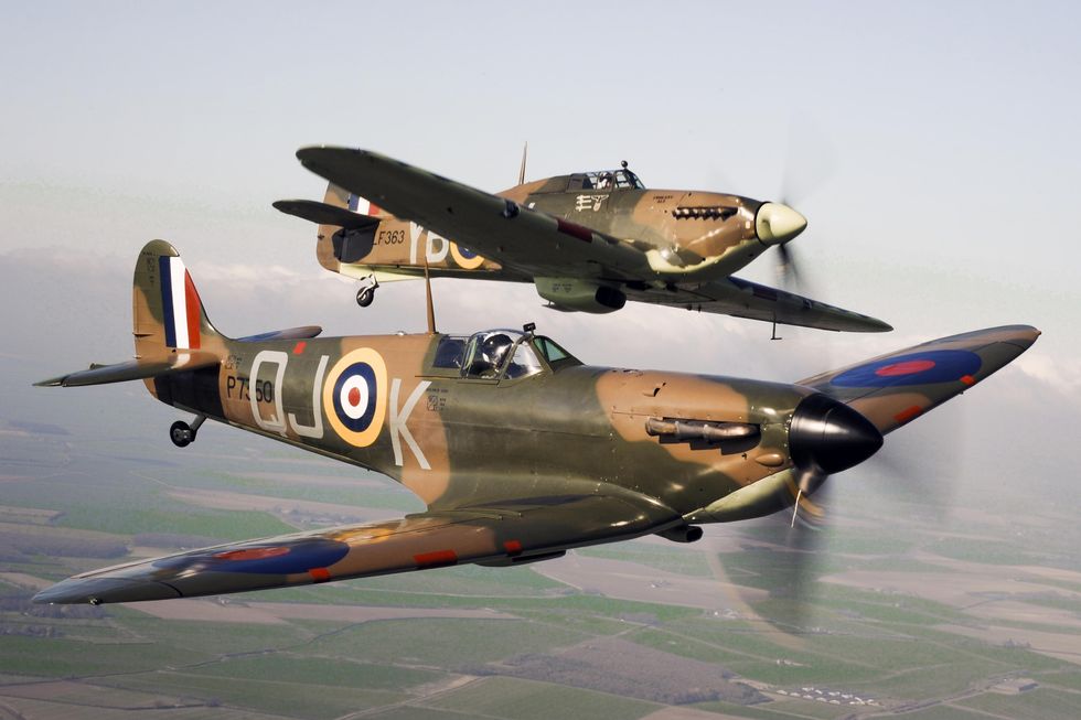 A Hurricane from the Battle of Britain Memorial Flight (BBMF), over RAF Conningsby