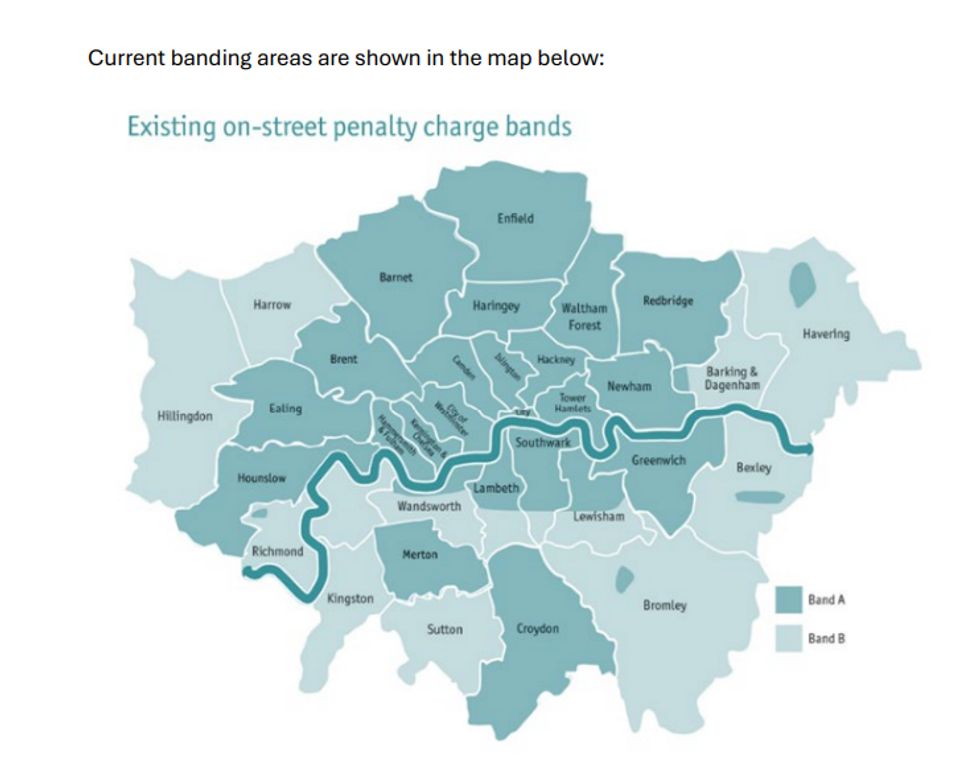 A map of parking bans across London