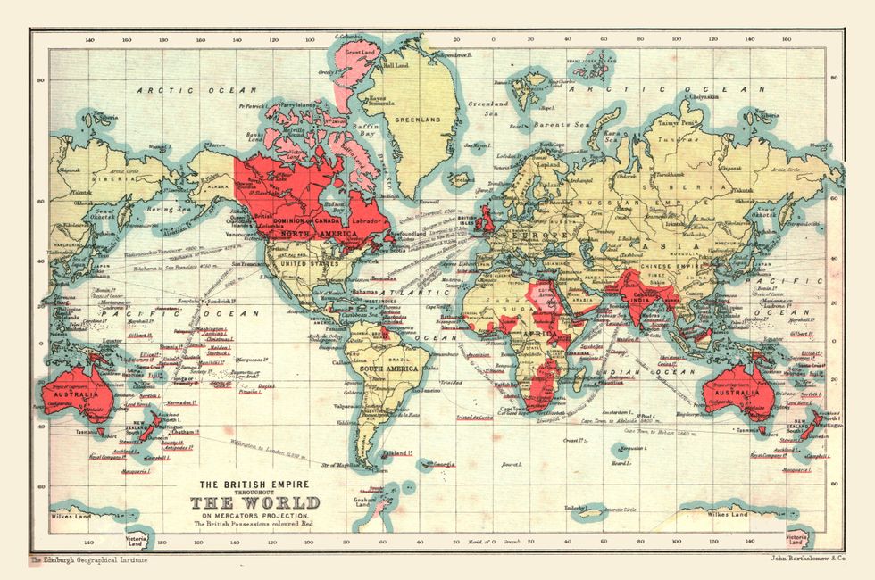 A map of the British Empire in the early 20th century