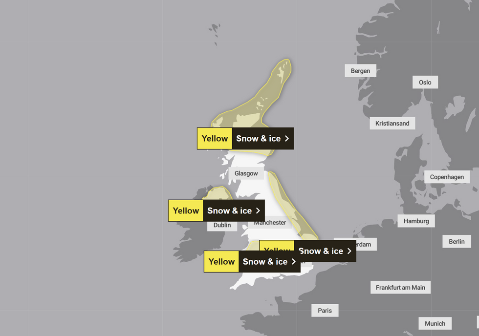 A map of weather warnings