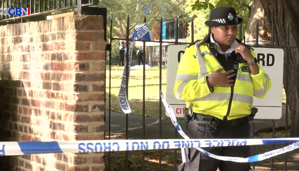 A Metropolitan Police officer at the scene