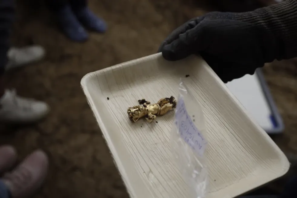 A miniature gold figure was found at the site