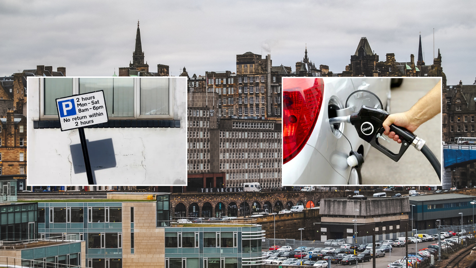 A parking sign, Edinburgh city centre and a diesel pump