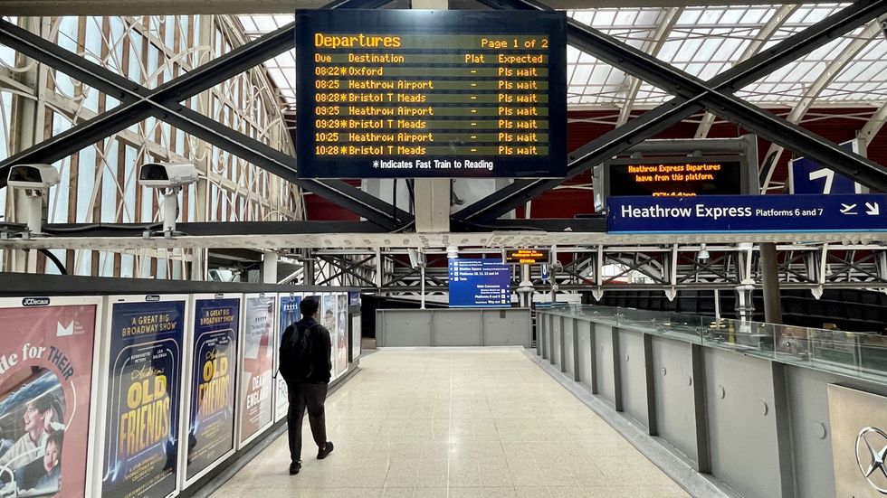 A passenger at Paddington train station in London, during a strike