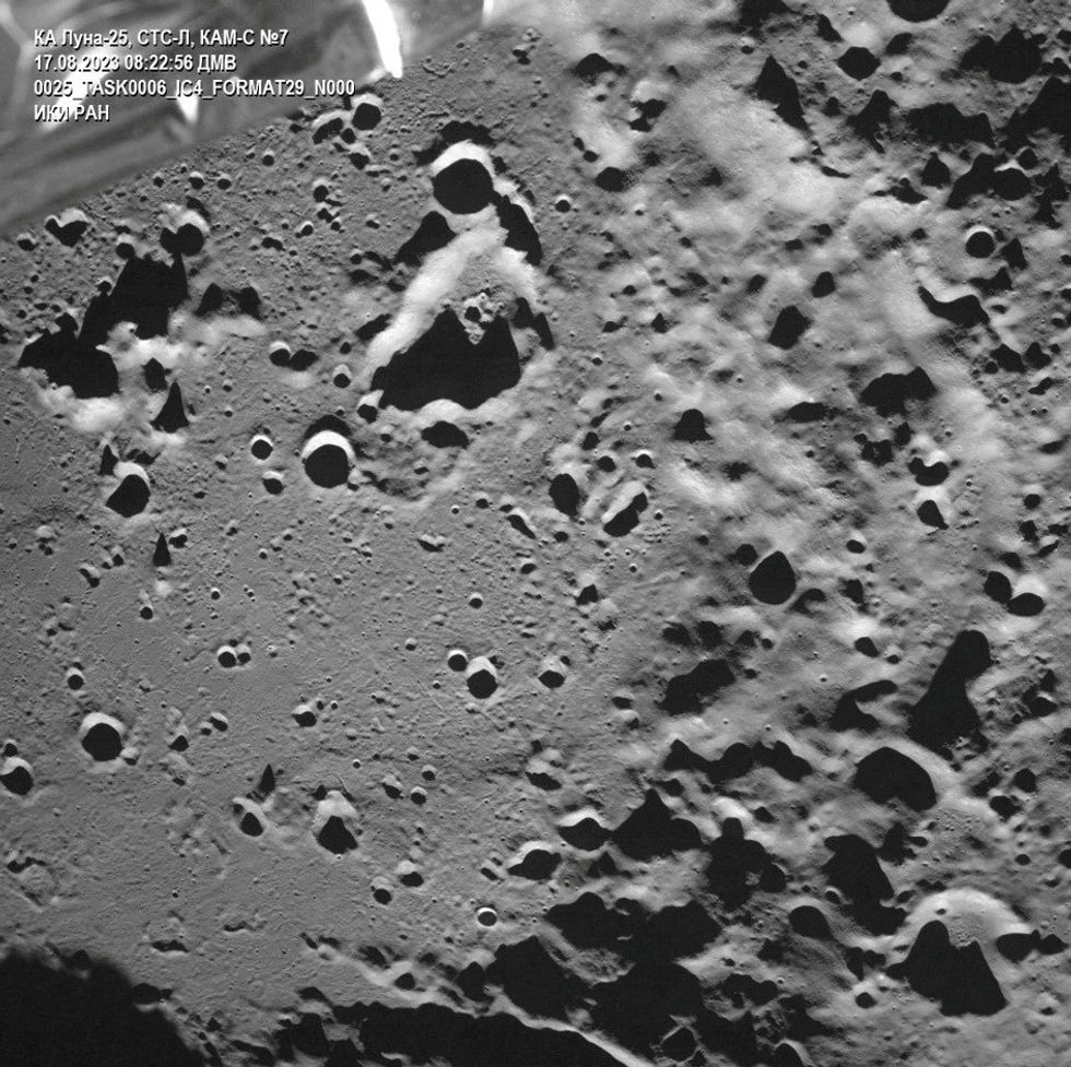 A picture taken from the camera of the lunar landing spacecraft Luna-25