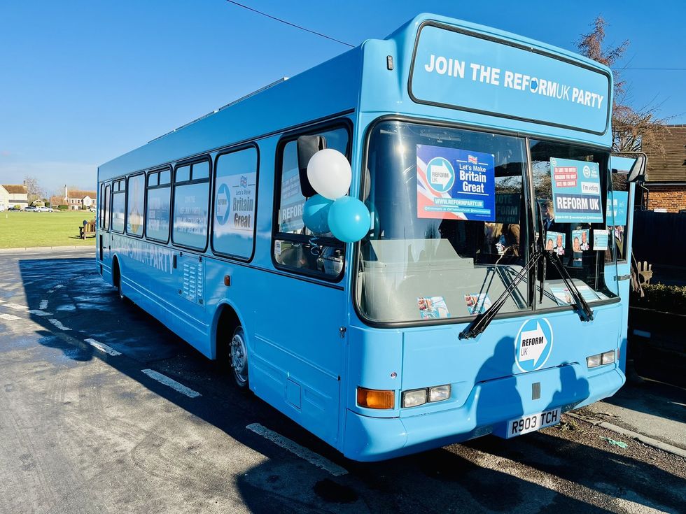 A Reform UK campaign bus