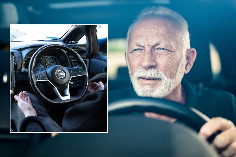 A self-driving car and an elderly driver