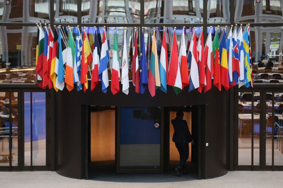 A set of flags at the EU