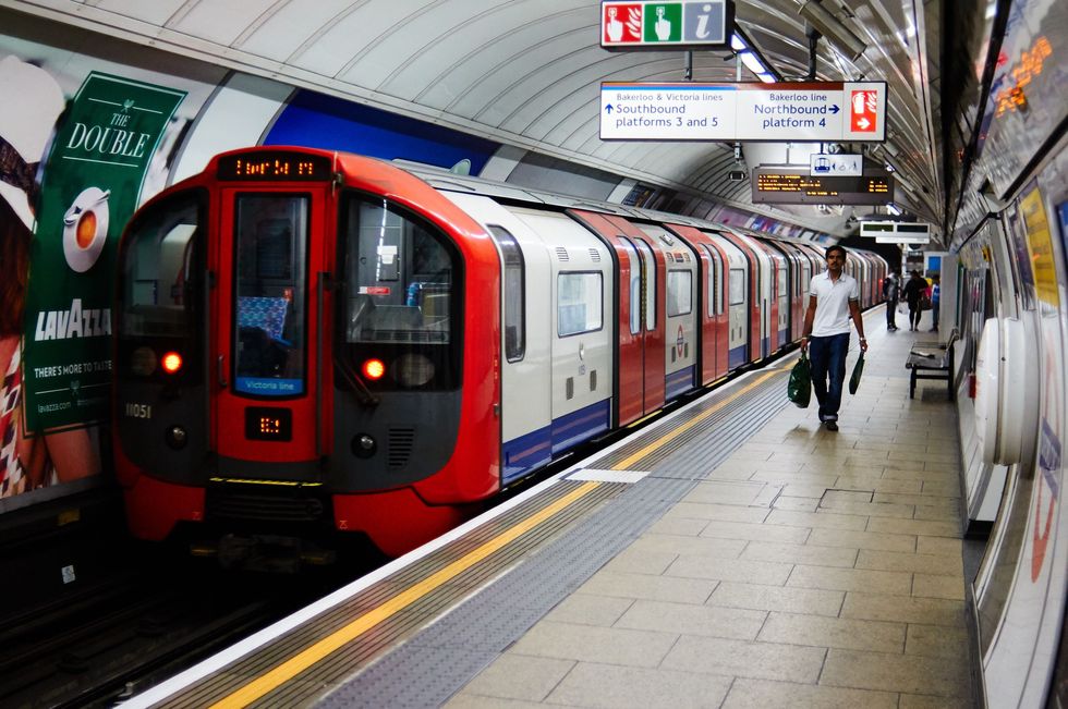 A stock image of a nearly empty Victoria line train leaves Oxford Circus