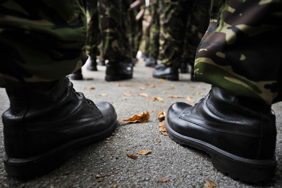 A stock image of soldiers' boots