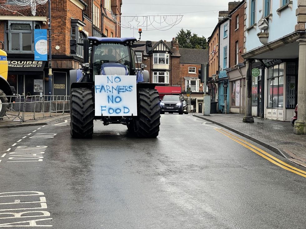 A tractor arrives in Melton Mowbray