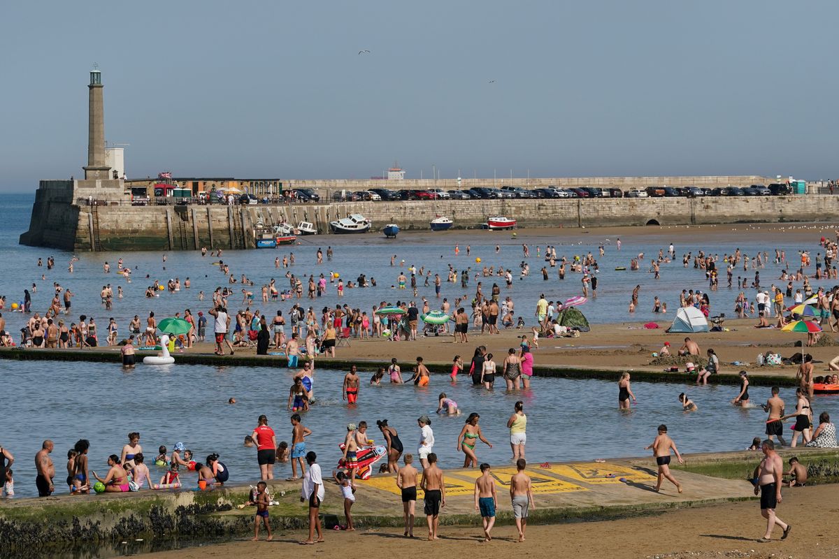 A view of a busy beach in Margate, Kent. Thunderstorms are set to hit parts of the UK amid a record-breaking September heatwave