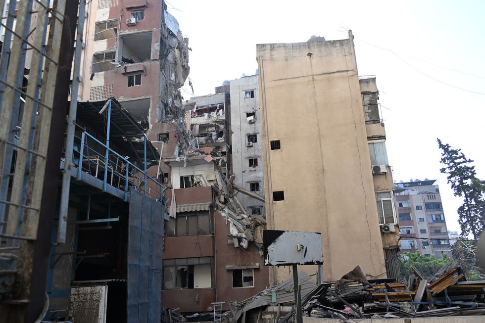 A view of partially destroyed building, which has been targeted by Israeli army, in Beirut, Lebanon