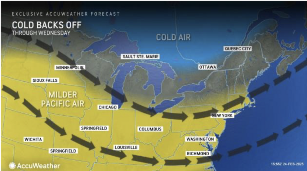 Accuweather is forecasting Pacific air colliding with cold air