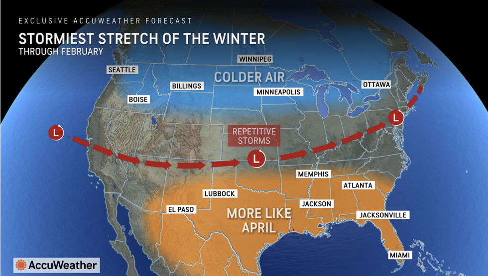 Accuweather's forecast is for a stormy stretch