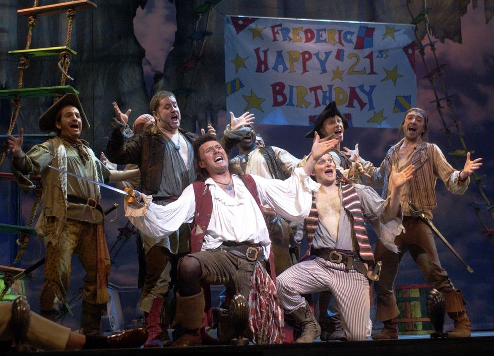 Actor Anthony Head performs onstage during a dress rehearsal of the new musical The Pirates of Penzance, held at the Savoy Theatre, central Londo