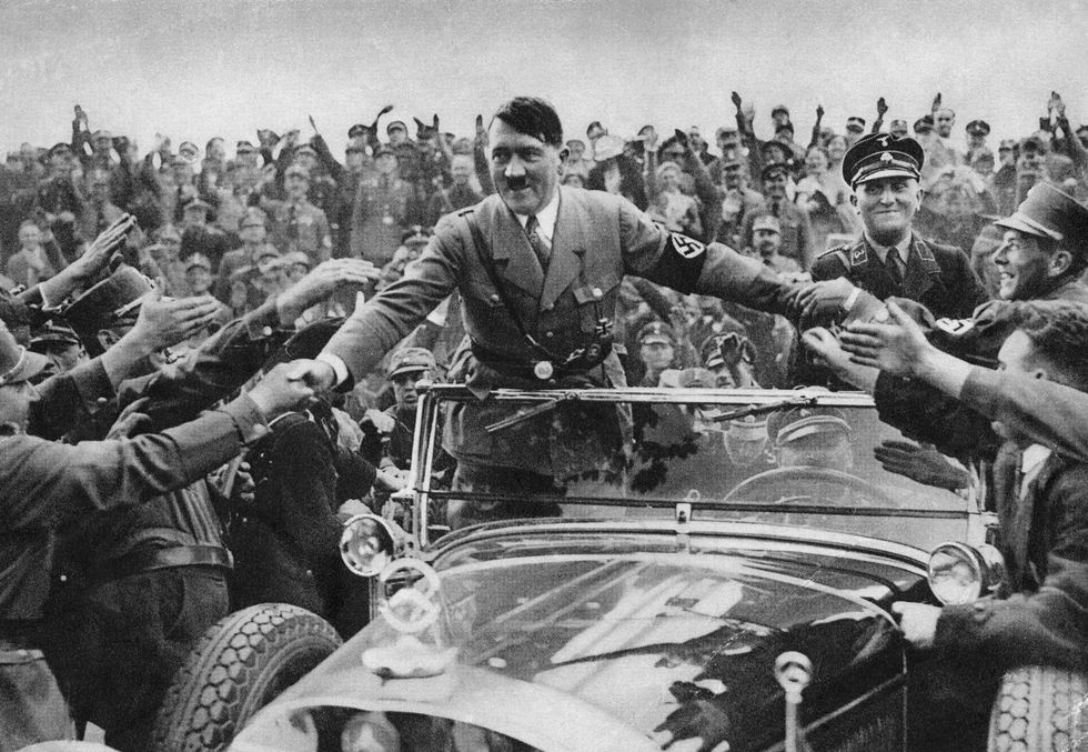 Adolf Hitler welcomed by supporters in Nuremberg in 1933