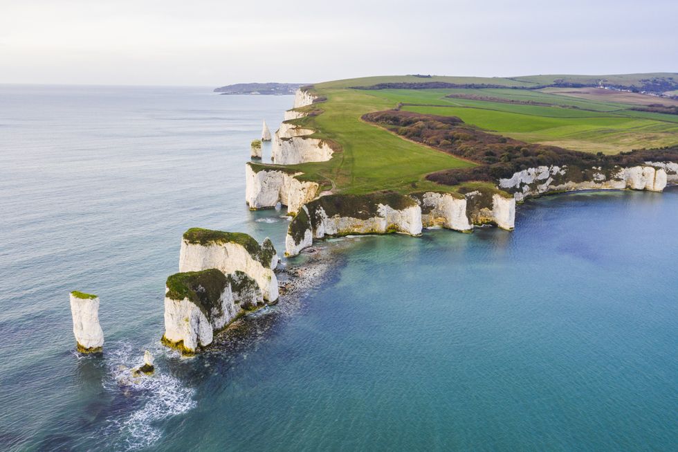 Aerial view of Old Harry Rocks