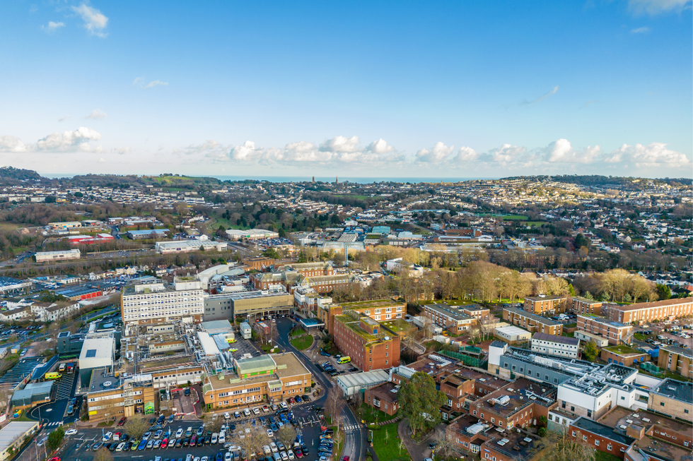 Aerial view of Torbay Hospital