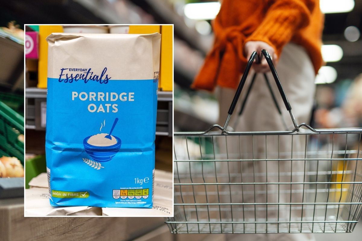 Aldi porridge packaging and shop
