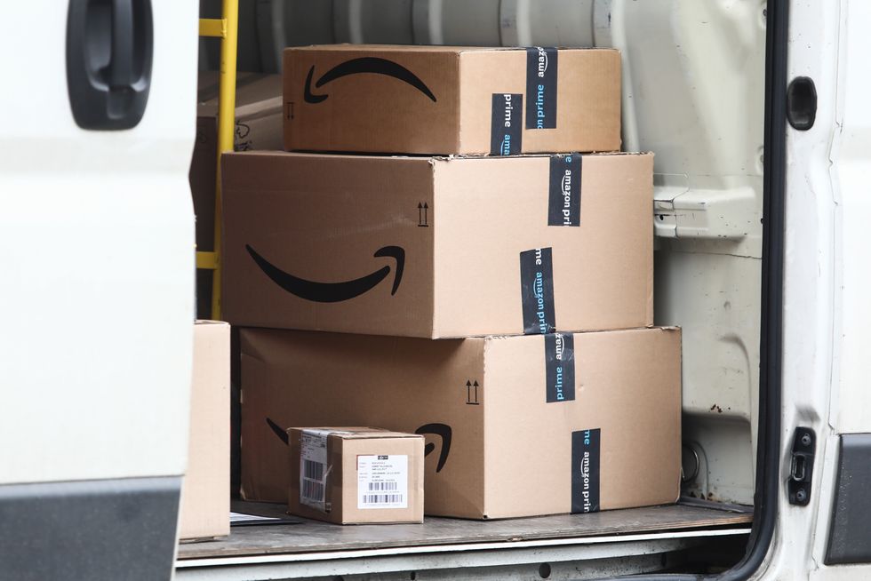 Amazon parcels in van