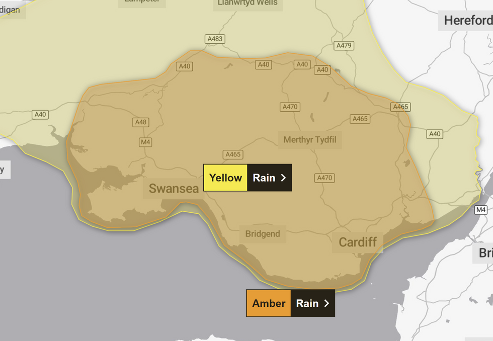 Amber warning by Met Office