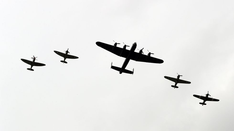 An air display marking the Battle of Britain Memorial Flight's (BBMF) 60th anniversary over RAF Coningsby in Lincolnshire.