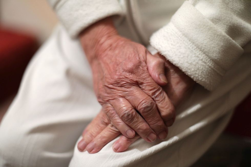 An elderly woman's hands