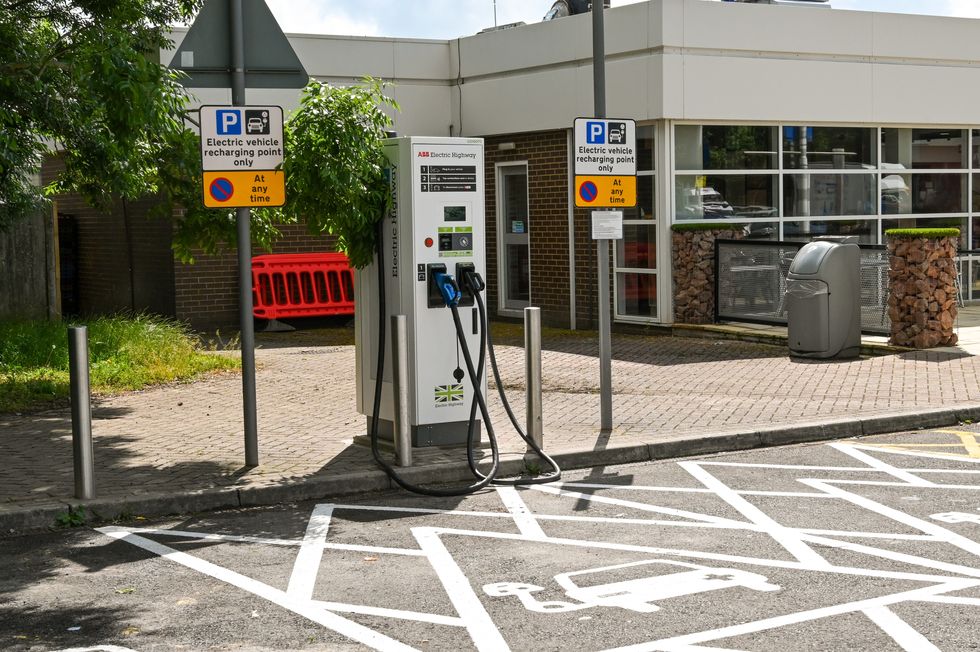 An electric car charging station