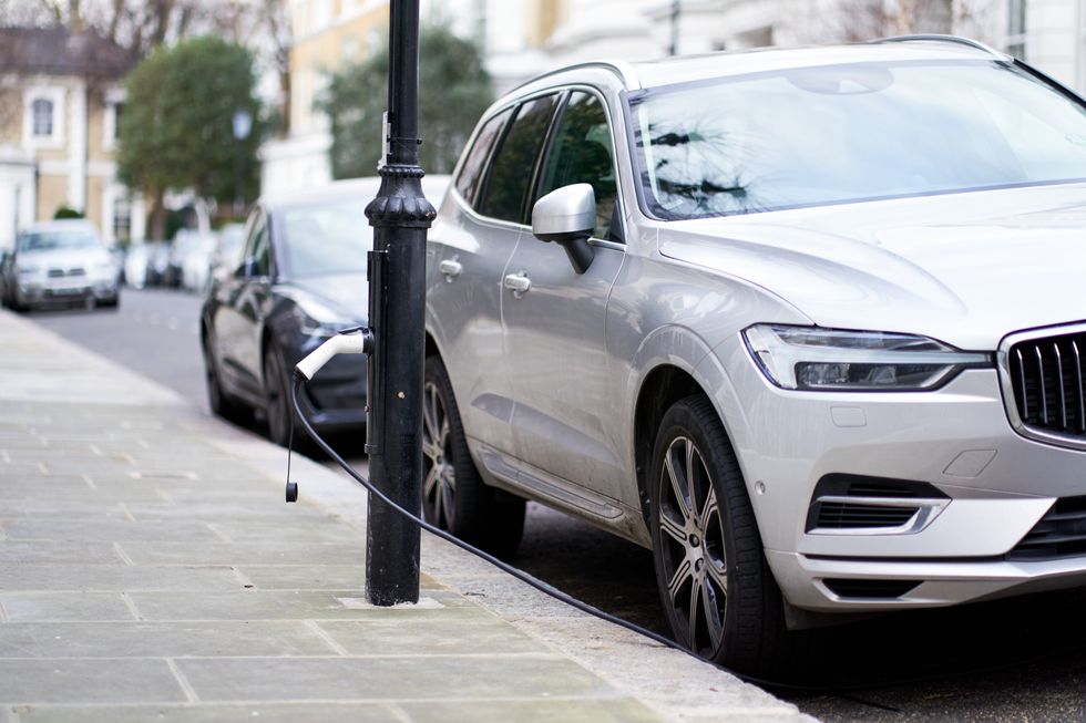 An electric car charging