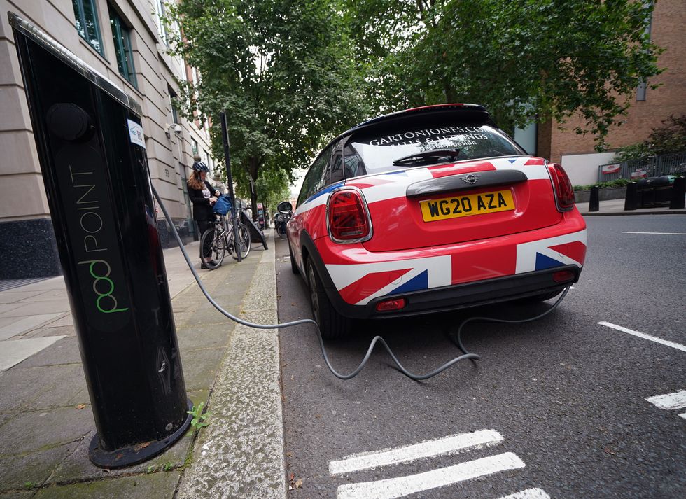 An electric car charging