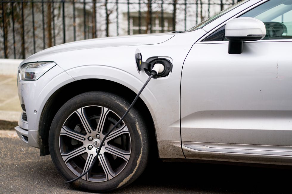 An electric car charging