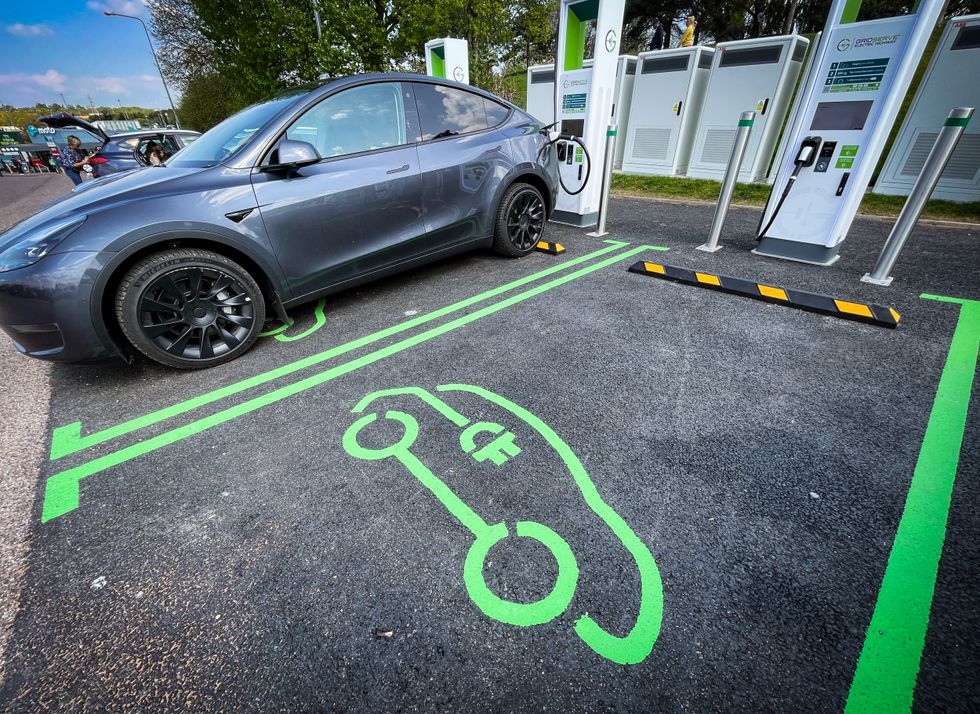 An electric car charging