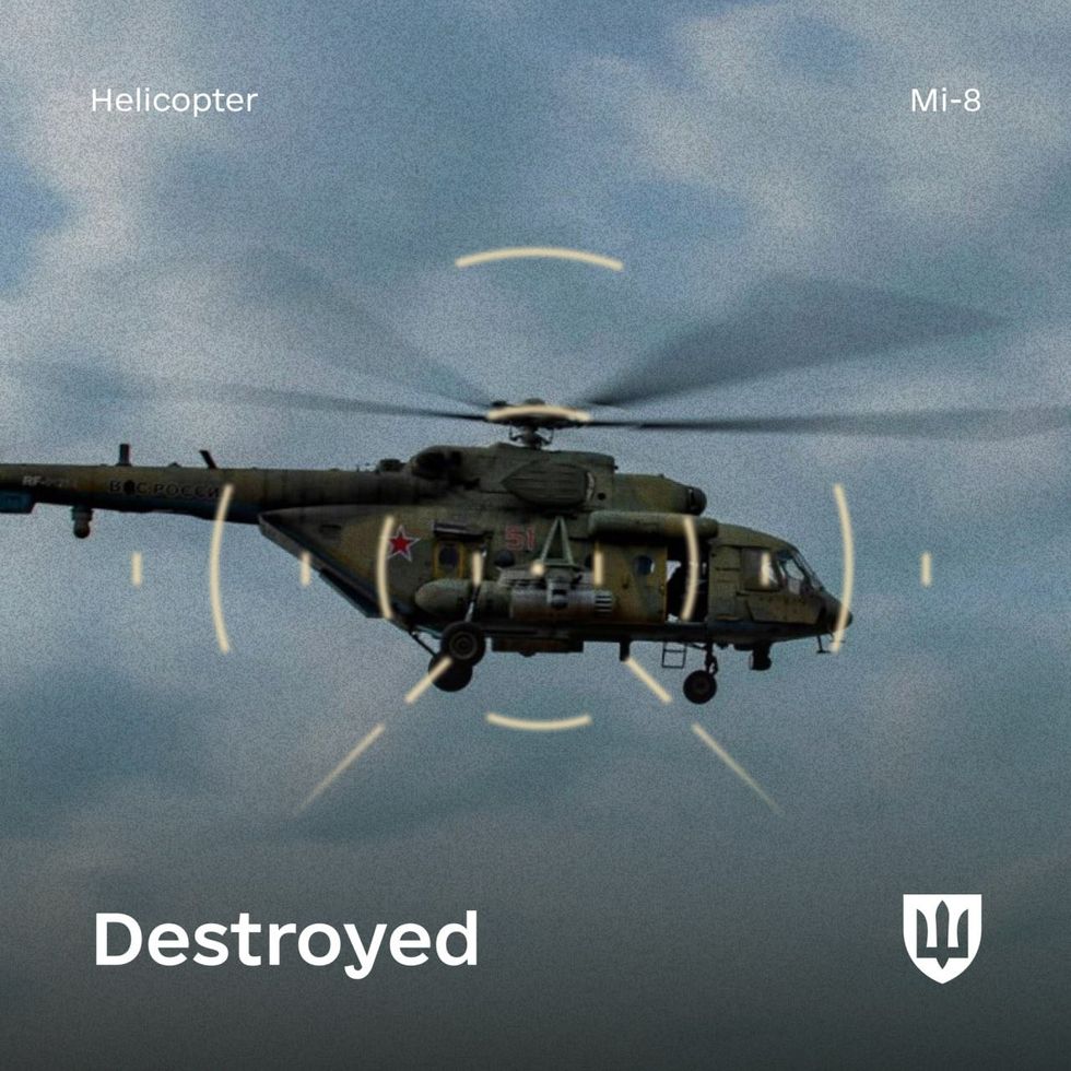 An image of the helicopter allegedly destroyed by Ukraine