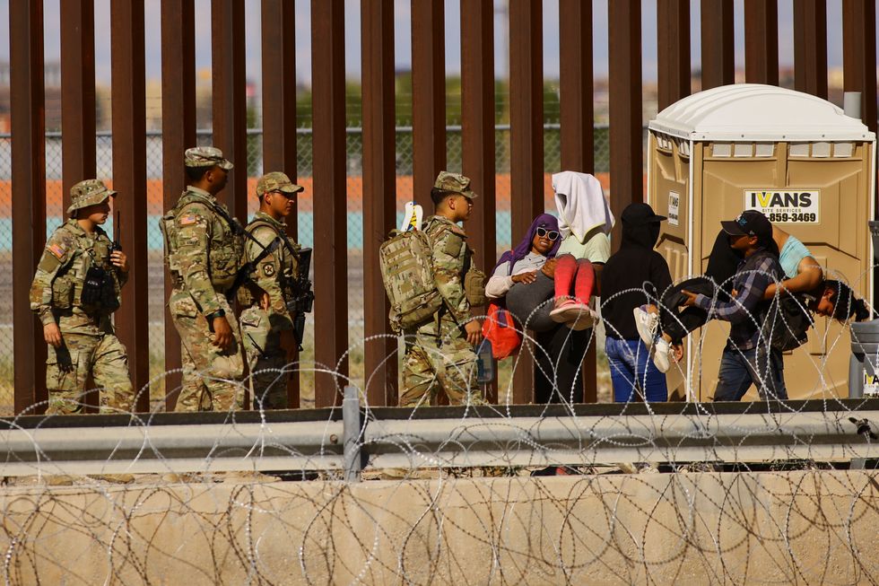 An image of the Texas National Guard on the US-Mexico border