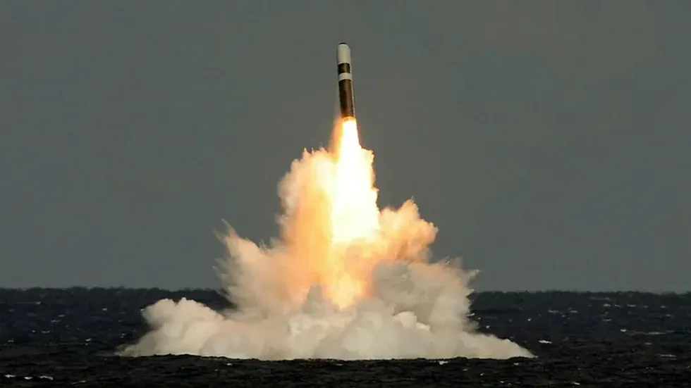 An unarmed missile being fired from HMS Vigilant in 2012