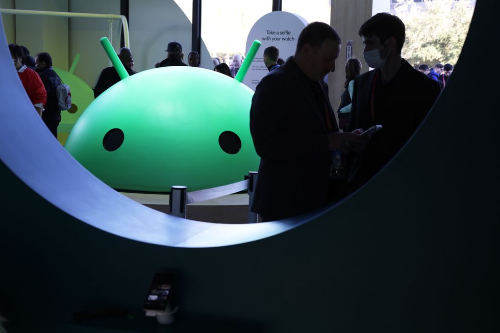 Android mascot pictured at a Google event