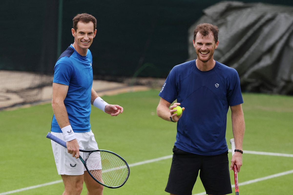 Andy and Jamie Murray were all smiles in their practice session