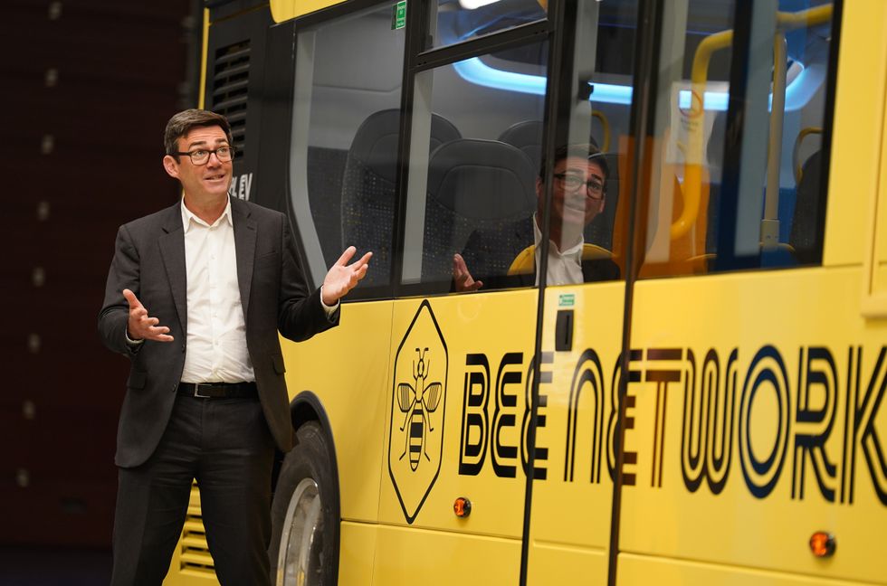 Andy Burnham Bee Network electric bus