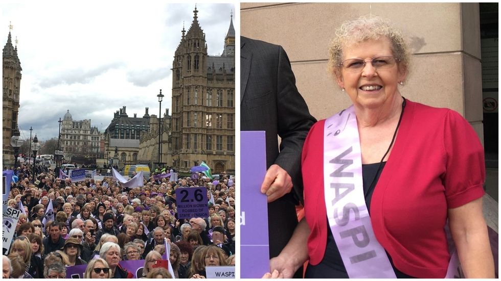 Angela Madden and WASPI campaigners