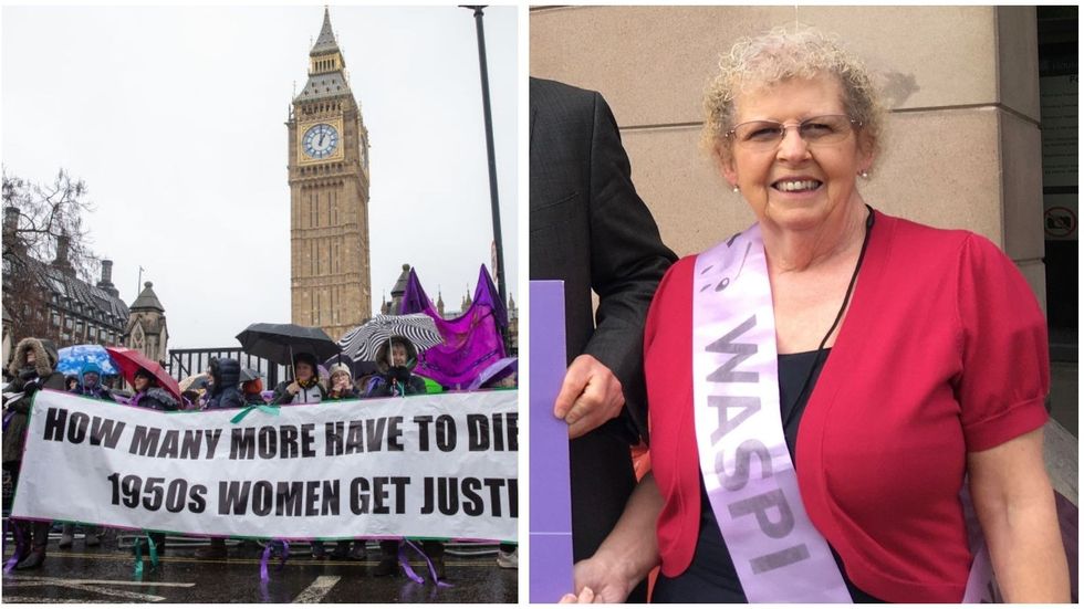 Angela Madden and WASPI campaigners